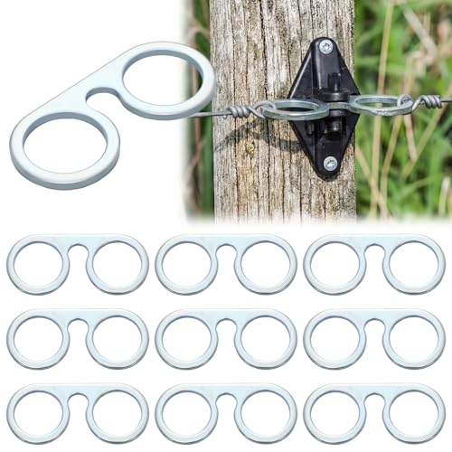 10 Pcs T-Post Electric Fence Gate Hook Heavy Duty Eyelet Set, Pin-Lock Insulator Gate Connector for High Tensile Ranch Farm and Property Fencing (Sliver) - color: Sliver