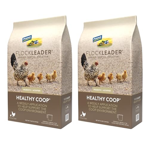 FlockLeader Healthy Coop, Litter Additive for Chicken Coop with Probiotic & Acidifier, Reduces Odor, Wetness & Bacteria, 12lbs (Pack of 2) - size: 12 Pound (Pack of 2)