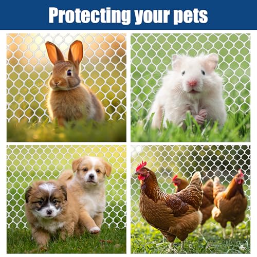 White Plastic Chicken Wire mesh 15.7IN x 33FT,Plastic Chicken Wire Fencing,Poultry Netting,Plastic mesh for Garden,Balcony Fence,Chicken Wire Frame for Crafts, Floral Mesh.with 100 Ties - color: 33ft White