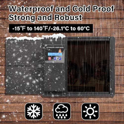 Large Automatic Chicken Coop Door, Side Opening Poultry Entry with Timer Control, Anti-Pinch Safety, Battery or USB Power, LCD Screen, Quick Install for Backyard Chicken House - color: Black