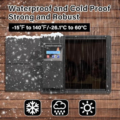Large Automatic Chicken Coop Door, Side Opening Poultry Entry with Timer Control, Anti-Pinch Safety, Battery or USB Power, LCD Screen, Quick Install for Backyard Chicken House - color: Black