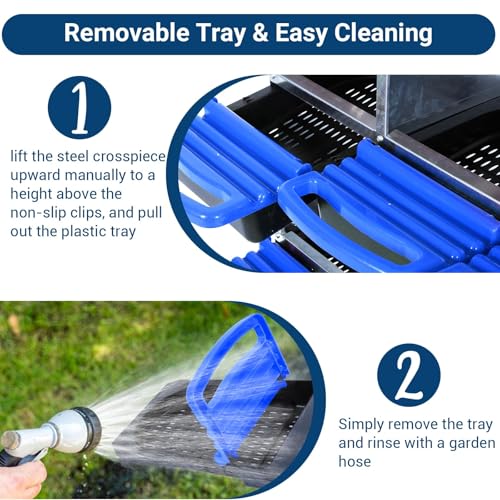 Chicken Nesting Boxes,8 Hole Metal Roll Away Eggs Laying Boxes with Ventilation Holes，Rustproof Plastic Tray & Keyhole Mounting, Cleanable Pull Out Nest Box for Hen & Duck, Blue - color: Blue, size: 8 holes