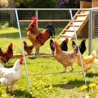 Large Chicken Roosting Bars, 55 Inch Chicken Perch for Coop with Metal Frame, Sturdy Roosting Ladder for Hens, Chicken Coop Accessories and Toys for Backyard Poultry, Easy to Clean - size: 55" L x 40" W