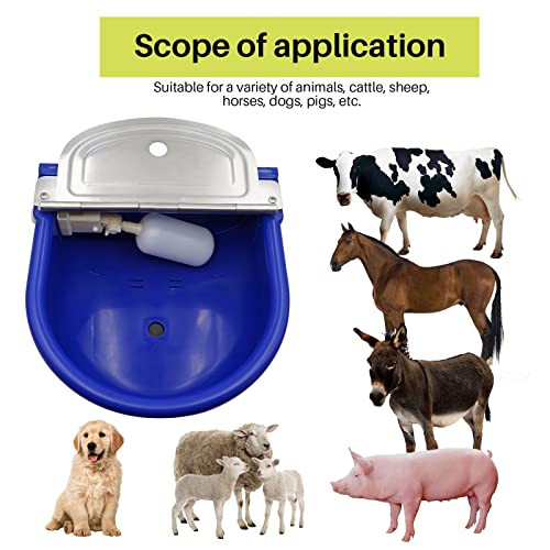 MINYULUA Automatic Waterer Bowl Large Horse Waterer with Float Valve and Drain Plug Automatic Water Feeder Dispenser Bowl for Sheep Dog Horse Cow Pig Plastic (Dark Blue) - color: dark blue
