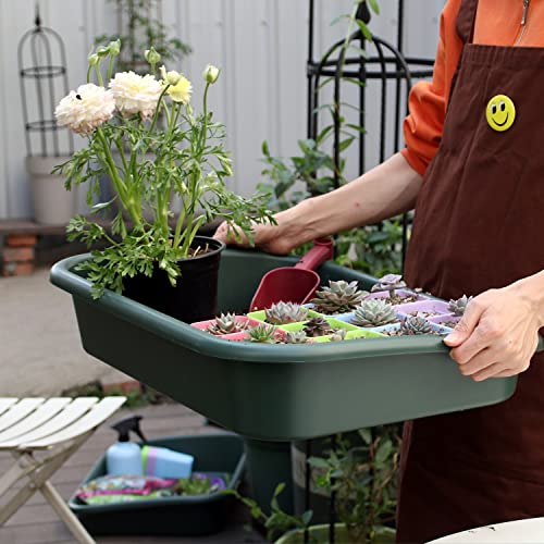 Garden Tidy Tray, Multifunctional One Piece Potting Tray for Seeding, Mixing, Growing and Pot Storage, Succulent and Cactus Soil Potting Mix Tray 23"x16.4"x4.3",Green - color: Green