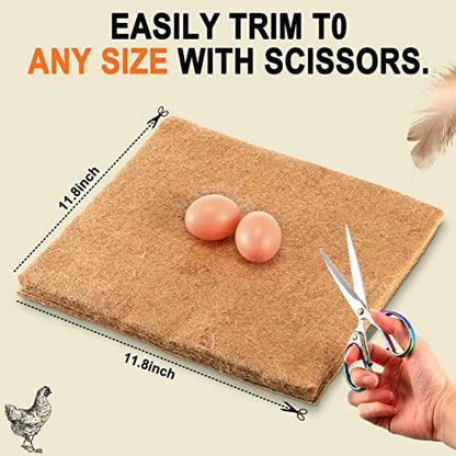 Aoriher 24 Pack Natural Hemp Chicken Nesting Pads Reusable Hens Bedding Mats Chicken Nesting Box Liners for Hen Laying Eggs, Coop Pet Garden Lawn Indoor Outdoor, 11.8 x 11.8 Inches