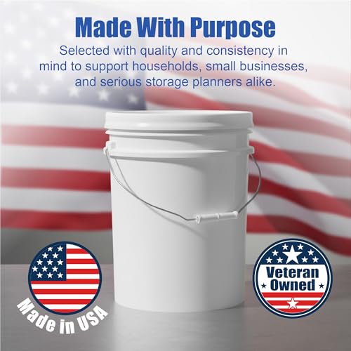 ePackageSupply 5 Gallon Bucket - Food Grade Bucket with Airtight Gamma Seal Screw-On Lid, BPA-Free, Heavy-Duty 90 Mil HDPE Plastic, Bulk Storage, Durable Container, Made in USA, White/White, 6 Packs - color: White/White, size: 6 Packs