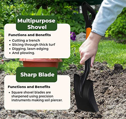 Ashman Medium Square Shovel - 1 Pack, 27 Inch Length, D-Cup Handle, Sturdy, Comfortable, Durable Handle, Built to Last - size: 1 Pack, style: Small Transfer Shovel