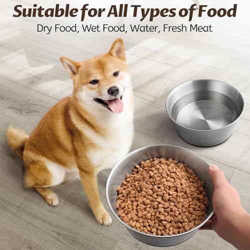 Stainless Steel Dog Bowls for Large Dogs, 48oz/6 Cups Non Slip Dog Metal Bowls, 2 Pack Food and Water Pet Bowls Heavy Duty Dishwasher Safe - size: UPGRADED-M-6cup