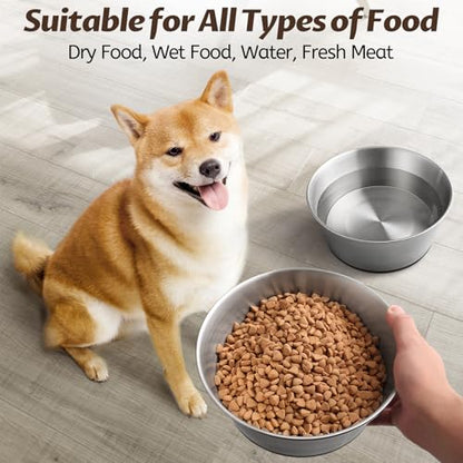 Stainless Steel Dog Bowls for Large Dogs, 48oz/6 Cups Non Slip Dog Metal Bowls, 2 Pack Food and Water Pet Bowls Heavy Duty Dishwasher Safe - size: UPGRADED-M-6cup
