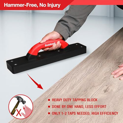 Goldblatt Tapping Block for Vinyl Plank Flooring, Heavy Duty Hammer-Free Flooring Installation Tool with 9" Large Soft-grip Handle for Installing Laminate, Hardwood, LVP, LVT or Engineered Wood