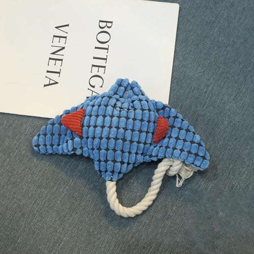 Pet Bite Resistant Teeth Grinding Pet Plush Toy Interactive Dog Toy - color: Blue Devil Fish