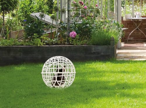 11" Ball-Shaped Movable Pigeon Chick Coop, Little Rabbit Duck Guinea Pig Safe Walking Net,Preventing Dog Bites, Predation by Eagles Wolves Cats Eagles, Pet Safety Cage - color: White