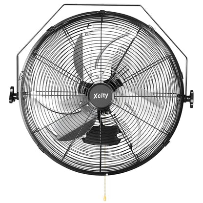 Xcity 18 Inch Metal Wall Mounted Fan, Max 4200 CFM High Velocity Industrial Fan with 3 Speeds & 360°Adjustable Tilt for Warehouse, Workshop, Greenhouse, Commercial - size: 18'' Standard