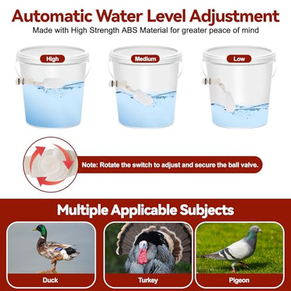Kalolary Complete Set Automatic Chicken Drinking System, Upgraded Extra Large Poultry Chicken Waterer Cup with Stainless Steel PVC Pipeline，Float Valve and Tank Connector Kit(66 Accessories Included)