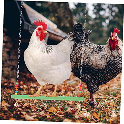Natural Wood Chicken Perch with Swing and Ladder Pet Climbing Playground for Poultry Entertainment Coop Accessory to Reduce Boredom and Encourage Chewing Random Color