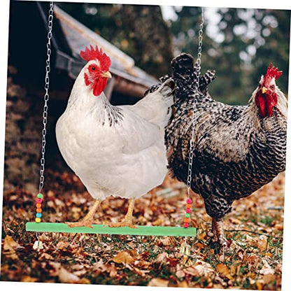 Natural Wood Chicken Perch with Swing and Ladder Pet Climbing Playground for Poultry Entertainment Coop Accessory to Reduce Boredom and Encourage Chewing Random Color