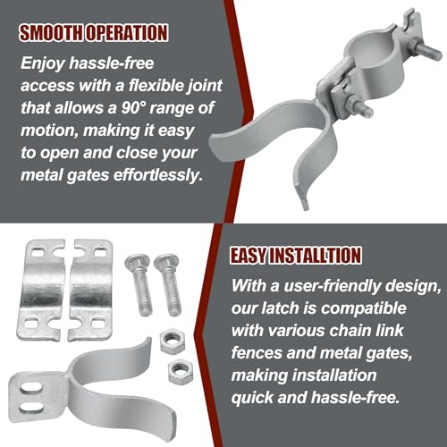 1-3/8" x 1-5/8" Chain Link Gate Latch,Galvanized Fence Gate Latch Fork Latch,Durable Chain Link Fence Lock for Farm Use Property Ownersz(Silver) - size: 1-3/8" x 1-5/8"
