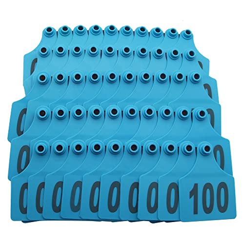 4.1x3 Oversize Cattle Ear Tags 001-100 Number TPU Large Plastic Livestock Identification Animal Tag for Cattle Cows Pigs Hog Goats Sheep Calf Animal (001-100, Blue) - color: Blue