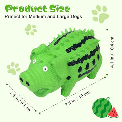 Squeaky Dog Toy Pig, Watermelon-Shaped Pig Dog Toys that Oinks, Natural Latex Dog Toys for Medium Large Dogs Pet Interactive Grunting Pig Dog Toys - color: Green