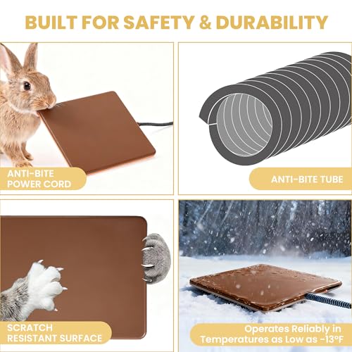 Small Animal Heating Pad, Small Animal Bed, Outdoor/Indoor Winter Thermal Heating Pad for Rabbits, Guinea Pigs & Chickens, Waterproof & Chew-Resistant, Energy-Efficient (S:11.8" x 8.2“)