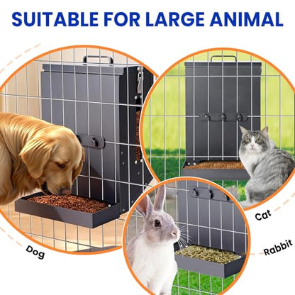 17Lbs Automatic Dog Feeder for Outside Kennel, Galvanized Gravity Dog Food Dispenser for Hanging Cage, Pet Cage Feeder for Large Breed,Rabbit,Chicken,Puppy,Ferret,Chinchilla,Ferret