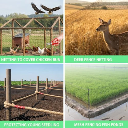 Garden Netting, 50' x 50' Heavy Duty Bird Netting Deer Fence Net, 1.6" Mesh Poultry Netting for Chicken Coop, Run & Garden, Protect Fruit Trees, Vegetables from Birds, Hawk,Deer, Squirrels - color: Black, size: 50' x 50' - 1.6"