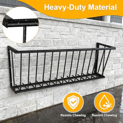 60'' Metal Wall Mount Hay Feeder, 65 Gallon Livestock Feeder for Goats Horses Cattle, Indoor Outdoor Hay Rack Blanket Holder - size: 60 Inch