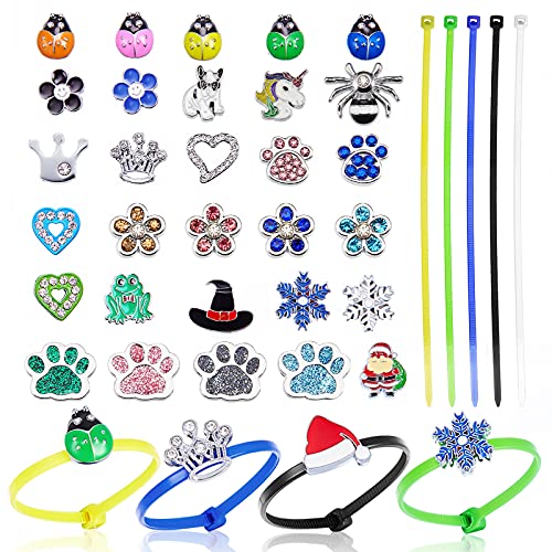 Shappy 90 Pcs Chicken Leg Bands Adjustable Colorful Poultry Tags Identification Leg Bands with Charms Accessories Plastic Cable Tie for Bird Duck Parrot Geese Turkey