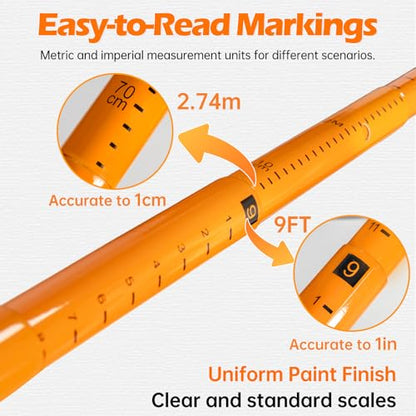 15FT Height Stick for Trucks, Dual Scale Compact Measuring Sticks for Semi Truck, Car Hauler, Trailer, RV, Retractable Load Measuring Stick with Carrying Bag - size: 15ft height stick