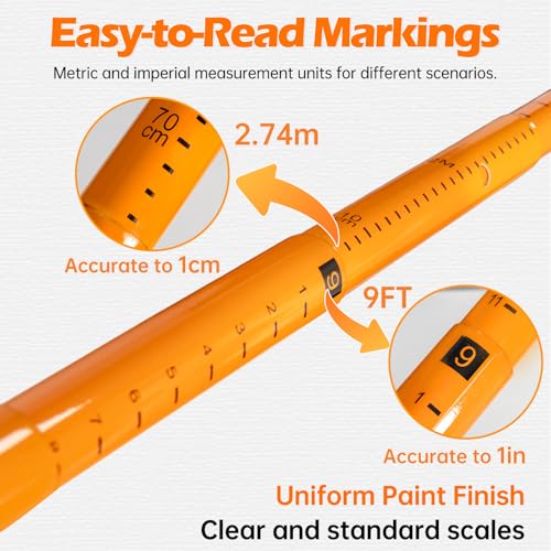 20FT Load Height Measuring Stick, Imperial & Metric Measurement Sticks for Trucks, Car Hauler, Trailer, RV, Retractable Truck Height Stick with Carrying Bag - size: 20ft height stick