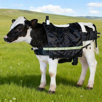 Calf Winter Jacket, with Warming Insulated Design, Black, Wearable Cattle Coat Blanket, Livestock Winter Warming Coat, Adjustable Straps, for Calves, Goats, Sheep, Horses and Cows