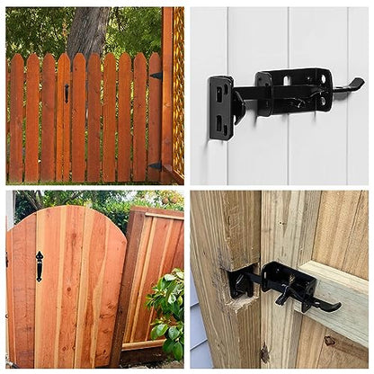 WellMade Thumb Gate Latch Heavy Duty,Self Locking Door Latches and 9" Handle Kit,Steel Gate Lock Hardware for Wooden/Vinyl Fence Swing Outdoor Gate,Black with Screw