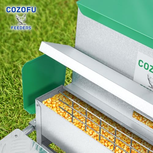 COZOFU's Feeders Automatic Chicken Feeder - Large Capacity for 12 Chickens, Lasts 12 Days (40lb Feed), Durable Galvanized Steel, Rat-Proof, No-Spill, Weatherproof Lid - color: Red, size: 40LB