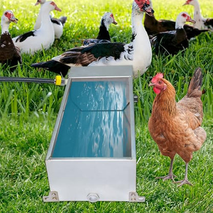Automatic Water Trough, High Strength Stainless Steel Water Drinking Bowl Larger Capacity Drinking Water Trough Clean and Sanitary Animal Drinking Water Tank