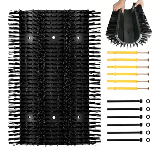 Extra Large Size Livestock Scratching Brush, Upgraded Horse/Goat/Cow/Cattle Scratcher Brush for Grooming, Itch Relief Horse Scratcher Brushes Kit with Two Sets of Mounting Screws(1-Pack,Black) - color: Black, size: 1-Pack