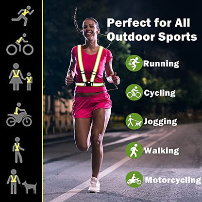 Reflective Vest, High Visibility Safety Vest Straps Reflective Gear for Night Running Walking Cycling for Men Women Kids - color: Orange+green