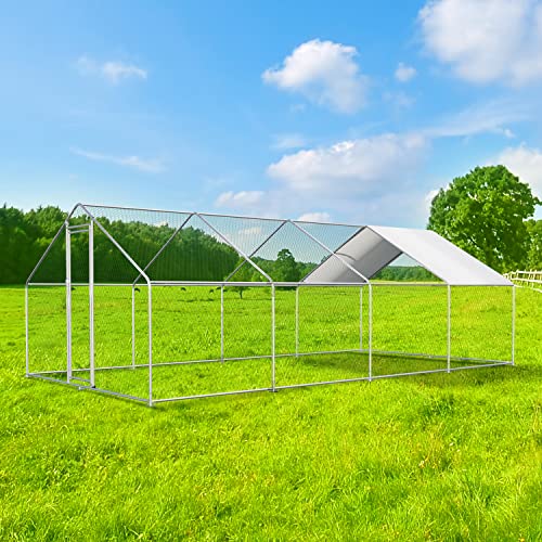 CHIKENCOOP Large Metal Chicken Coop Walk-in Poultry Cage Chicken Runs for Yard with Coverd Chicken Pen for 40 Chickens Duck Rabbit House Outdoor
