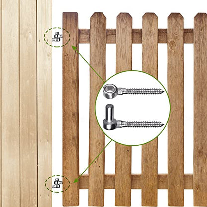 Insaga Gate Hinges, 304 Stainless Steel Wood Gate Hinge, M12 Hook and Eye Hinges, Partial Thread Gate Bolt Hook, Gate Hardware for Wooden Gates Fences, 1Pair - color: M12-Hook+Eye Hinge-1pair