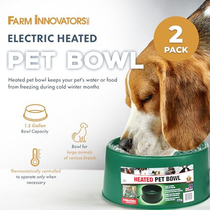 Farm Innovators Heated Pet Water Bowl, 60W Heated Water Dish - 1.5 Gallon Plastic Watering Station with Anti-Chew Cord Protector for Dogs & Cats - size: 6 Qt