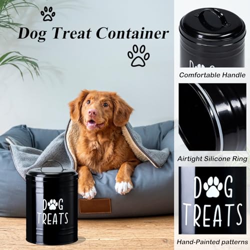 Dog Treat Container Airtight, Dog Treat Jar with Lid - 9x5.5'' Metal Dog Cookie Jar for Farmhouse Kitchen Counter, Black Pet Treat Container, Dog Treat Storage Container for Dogs, Cats - color: Black - Single