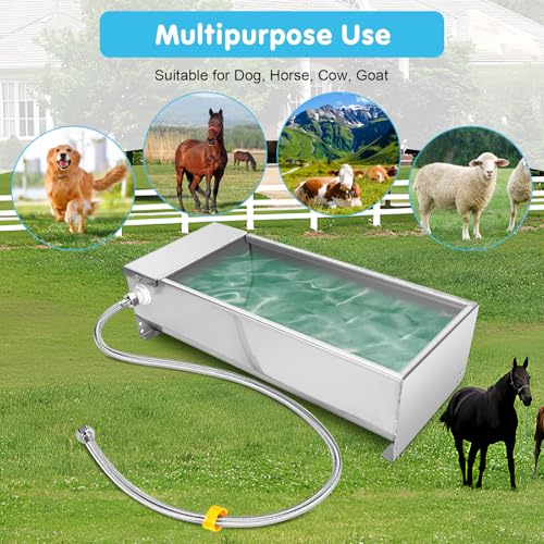 Automatic Livestock Water Trough, 7.5L 304 Stainless Steel Self Filling Pet Water Dispenser for Dog Horse Cow Goat