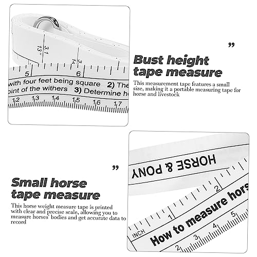 Kisangel Horse Measuring Tape for Livestock Reusable Tape Measure Tool for Accurate Horse Weight and Height Measurement Tear-Resistant Dual-Sided Markings Portable for Farm Use