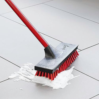 Libman Commercial 547 Floor Scrub, Steel Handle, 10.5" Wide, Red and Black (Pack of 6)