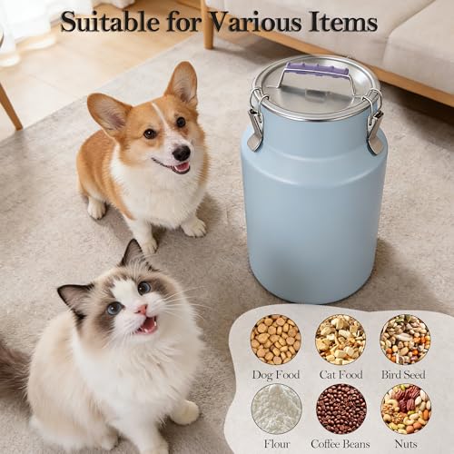 25 lb Stainless Steel Dog Food Storage Container, Airtight Metal Pet Food Canister with Lid & Scoop for Dog Cat Kibble, Heavy Duty for Daily Use, Keeps Kibble Fresh & Crunchy - size: Small