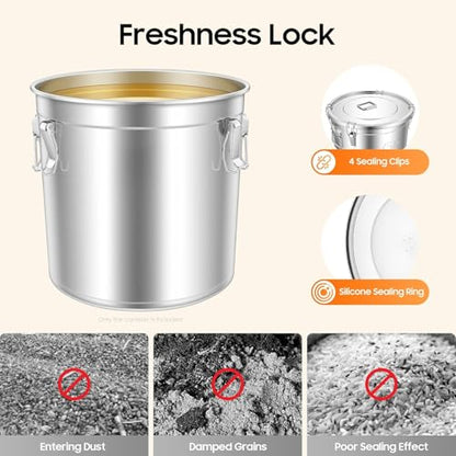 48L/12.68Gal Stainless Steel Airtight Canister with Lid and Locking Clamp, Rice Cereal Grain Canisters Container Food Storage Canisters for Kitchen Dog Food Bird Seed Coffee - color: 48L/ 12.68Gal