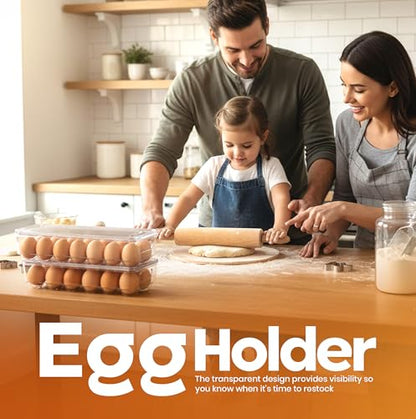 Utopia Home Egg Container With Lid and Handle for Refrigerator - Pack of 3 - Clear Stackable Egg Holder for Kitchen Storage and organization - size: Pack of 3