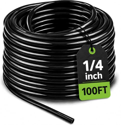 Bonviee 100ft 1/4 inch Drip Irrigation Tubing – Flexible, Durable Hose, Compatible with 1/4" Barbed Tee, Micro-Emitters & Misters, Easy Install for Home Garden Extension - size: 1/4"-100FT