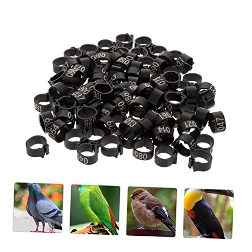 UPKOCH 100pcs Pigeon Leg Identification Rings Durable Plastic Foot Bands for Pigeons Ducks and Chickens Easy Design for Bird Management and Breeding - color: Black