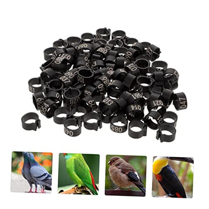 UPKOCH 100pcs Pigeon Leg Identification Rings Durable Plastic Foot Bands for Pigeons Ducks and Chickens Easy Design for Bird Management and Breeding - color: Black
